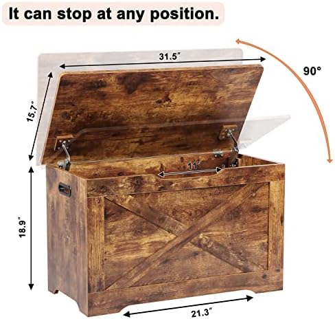 Timberer 31.5" Storage Chest, Wooden Storage Bench, Entryway Shoes Bench
