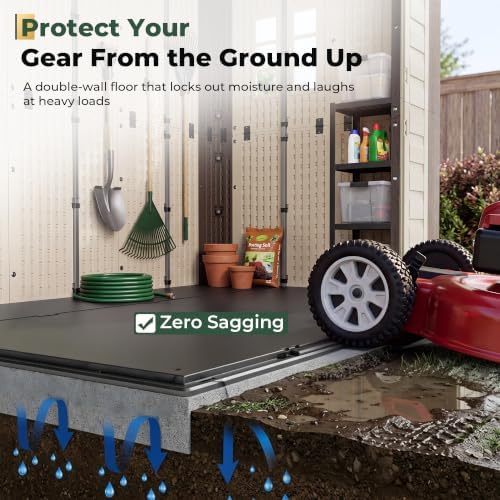 Resin Shed 8x8 FT Outdoor Storage Shed with Floor Included