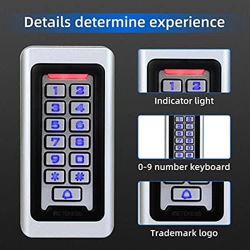 Retekess T-AC03 Security Access Control Keypad,RFID Keypad,Door Access Control,Stand-Alone Keypad,2000 Users,Wiegand 26-bit,Support Proximity RFID Card (Pack of 2)