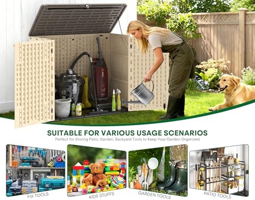 Outdoor Storage Cabinet Waterproof 31 Cu.Ft with Lockable Doors