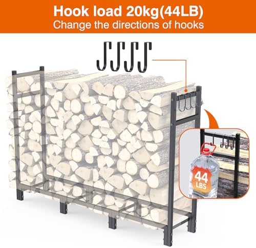 Firewood Rack Outdoor, 44.7" x 9.8" x 31.5", Black