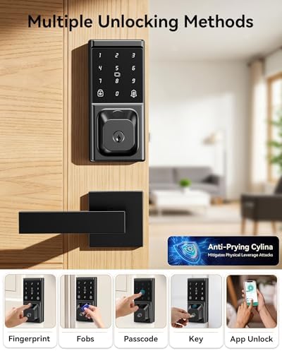 Keyless Entry Door Lock with Handle Set, Fingerprint Smart Deadbolt Lock