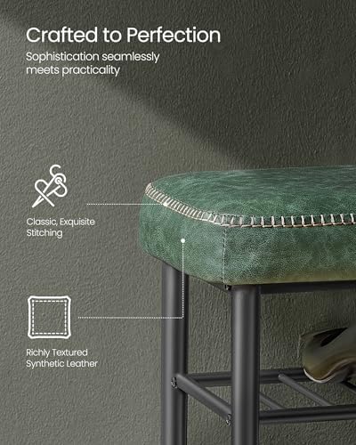 VASAGLE Shoe Bench, Synthetic Leather with Stitching, Loads 300 lb