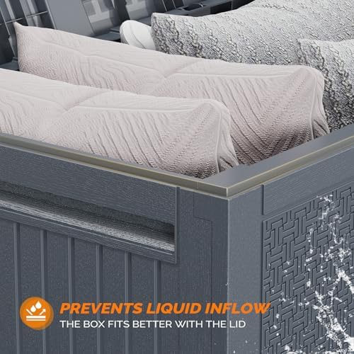 VINGLI 90 Gallon Lockable Durable Outdoor Storage Box, Grey