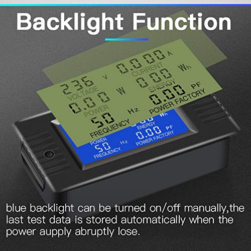 2 Pieces AC Current Voltage Amperage Power Energy Panel Meter LCD Digital