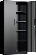 Oakcloud Metal Storage Cabinet Tool Organizer, 72" Lockable Garage Storage Tool Cabinets with 2 Doors and 4 Adjustable Shelves, Locking File Cabinet for Office, Home, School (72“ Standard-Black)