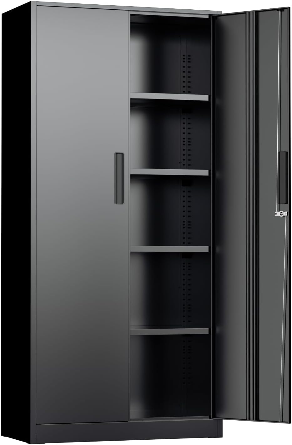 Oakcloud Metal Storage Cabinet Tool Organizer, 72" Lockable Garage Storage Tool Cabinets with 2 Doors and 4 Adjustable Shelves, Locking File Cabinet for Office, Home, School (72“ Standard-Black)