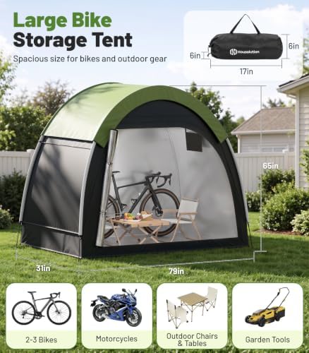Housolution Anti-Theft Bike Storage Tent with Rain Cover for 2-3 Bikes