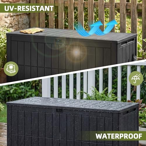 UDPATIO 100 Gallon Deck Box, Waterproof Resin Outdoor Storage Box for Patio