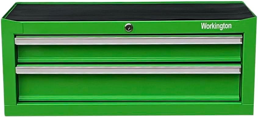Workington Industrial 2 Drawers Portable Metal Intermediate Box, 26" Middle Tool Chest Cabinet with Ball Bearing Drawer Slides, Steel Tool Storage Box Organizer 4008 Green