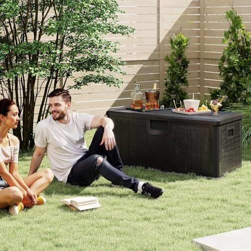 HAPPYGRILL 100 Gallon Outdoor Storage Deck Box with Lockable Design