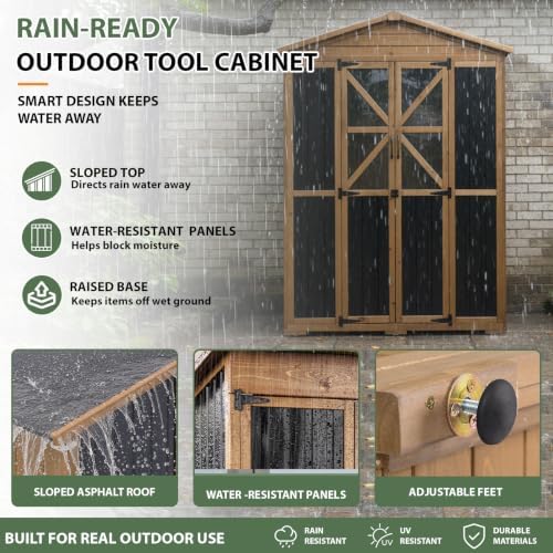 Gowoodhut Large Outdoor Storage Cabinet Tool Shed with 6 Adjustable Shelves