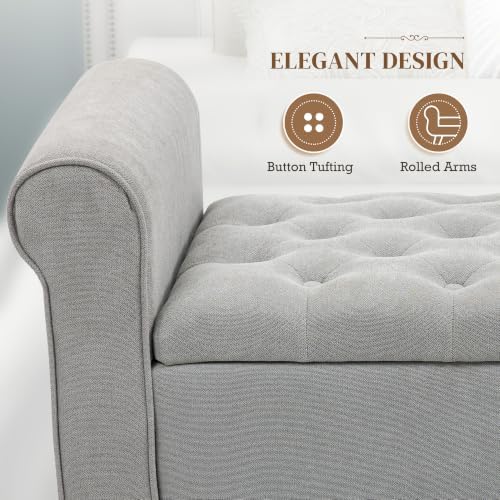 HOMCOM Storage Ottoman Bench 50" with Lift Top Lid, Light Gray
