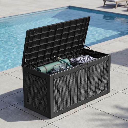 Outdoor Storage Box Waterproof, 110 Gallon Deck Box For Patio Storage