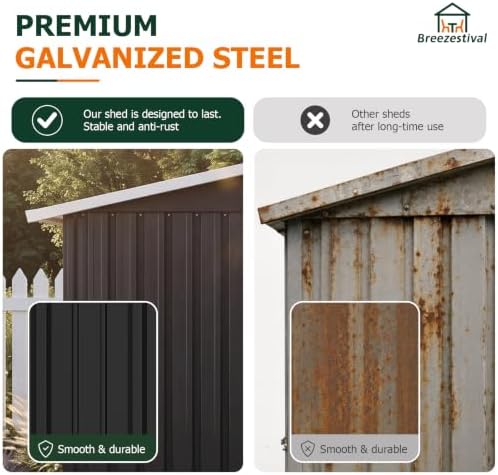 10x8FT Outdoor Storage Shed with Floor Black