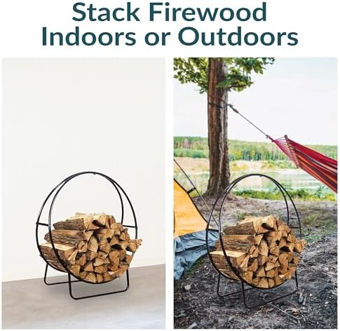 Sunnydaze Outdoor Firewood Rack, Heavy-Duty Steel, 24” Diameter
