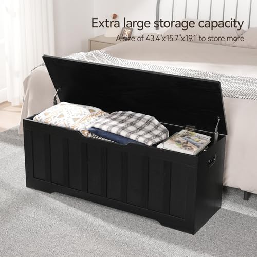 VANKILEY 47.2" Storage Chest Extra Large, Storage Bench(Black)