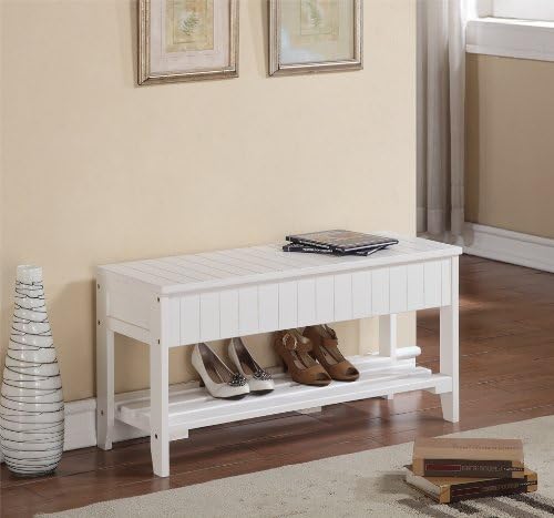 roundhill furniture quality solid wood shoe bench with shown in use