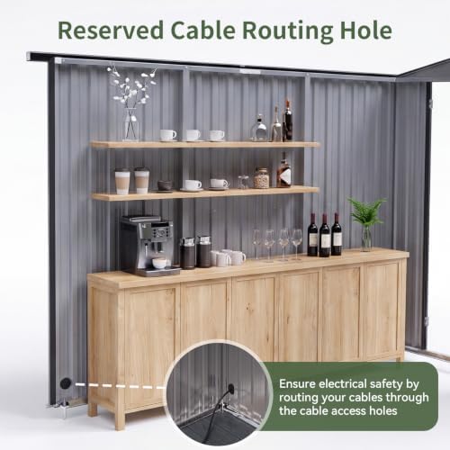 Aoxun 8x7 FT Outdoor Bar Shed with Canopy with 50 FT Solar Sting Lights