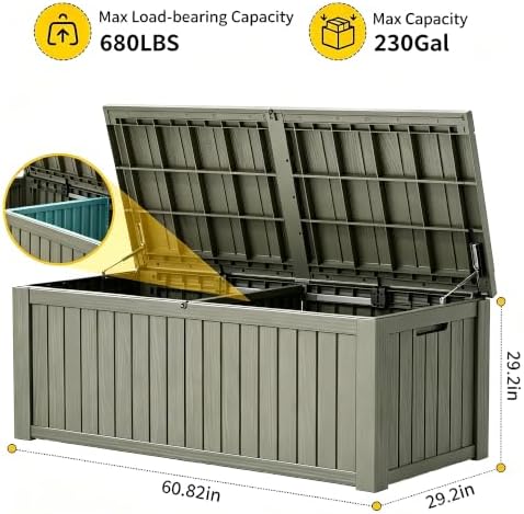 KAMABOKO Outdoor Storage Box, 230 Gallon Deck Box Outdoor Waterproof