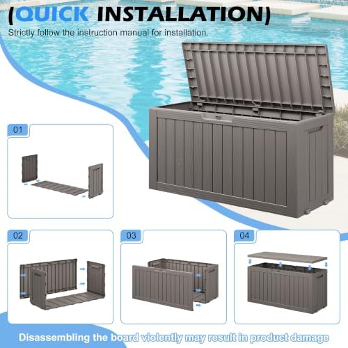 Outdoor Storage Box Waterproof, 82 Gallon Deck Box for Patio Storage