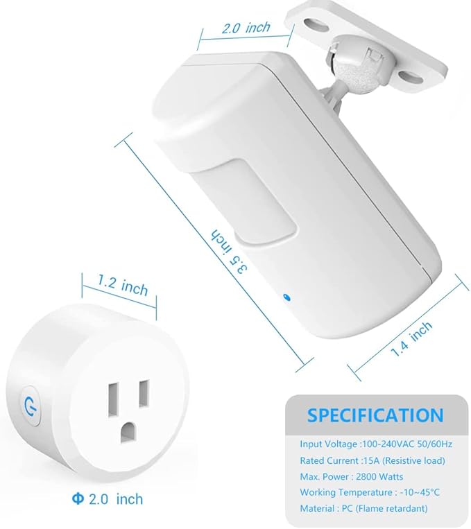 Souphran Plug-in Wireless Motion Activated Light Control, No Wiring, Adjustable (2 Pack)