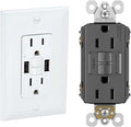 Legrand Radiant 1597TRUSBAAW 15 Amp GFCI Outlet with USB & Legrand Radiant 1597BKCCD12 15 Amp GFCI Duplex Outlet (1 Count Each)