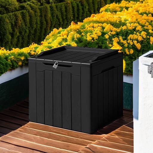devoko 31 gallon waterproof outdoor storage box resin on a desk or shelf