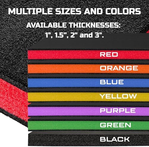 ONREVA Tool Box Foam Organizer 40x20x1 inch 3Pack, Kaizen Sheets for Pro Tool Control, Custom Tool Shadow Inserts for Cases & Drawers, High Density Polyethylene Foam, Black with Red