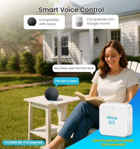 Veise VE07 Fingerprint Smart Deadbolt Lock, App Control, Fobs, Satin Nickel