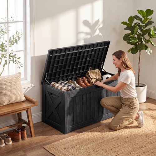 Flamaker Internal 120 Gallon Deck Box Waterproof, Large Outdoor Storage Box
