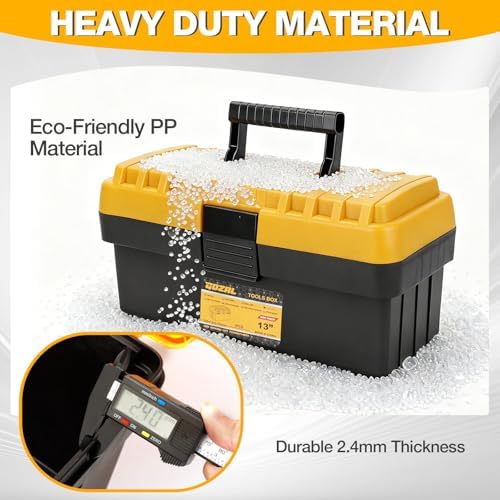 4 Pack Heavy Duty Plastic Tool Box Set, Stackable Portable Boxes, 13-19"