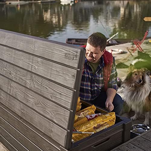 Keter Brightwood Outdoor Storage Deck Box, 120 Gallon, Brown, 2-Pack