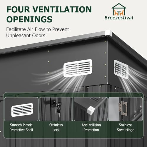 8'x10' Lean to Shed Metal Storage Shed with Floor,Triple Door