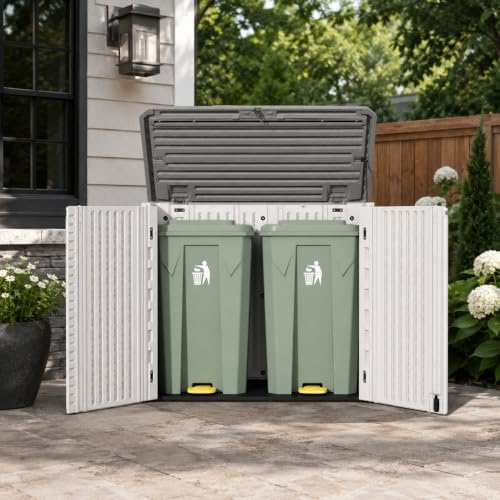 ADDOK Outdoor Storage Cabinet, 35 Cu.Ft Horizontal Resin Storage Shed