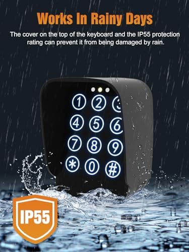 JUJIANG TKM-01 Touch Panel Wireless Gate Keypad with Outdoor Keypad Cover Digital Code Entry Access Control Keypad for Automatic Swing Sliding Gate Opener Garage Door Opener Remote Operator Accessory