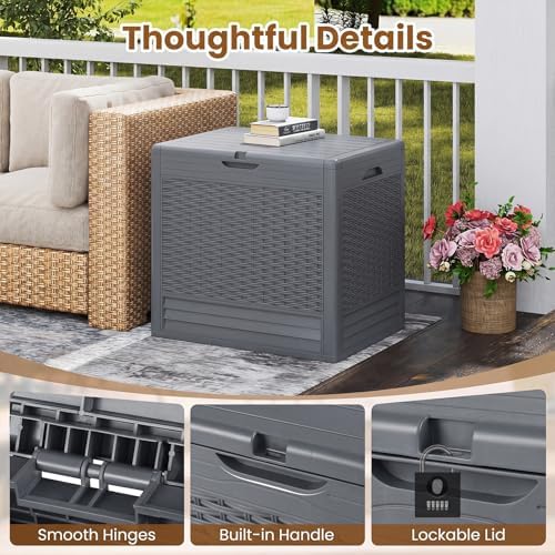 Tangkula 25 Gallon Waterproof Outdoor Storage Box with Lockable Lid