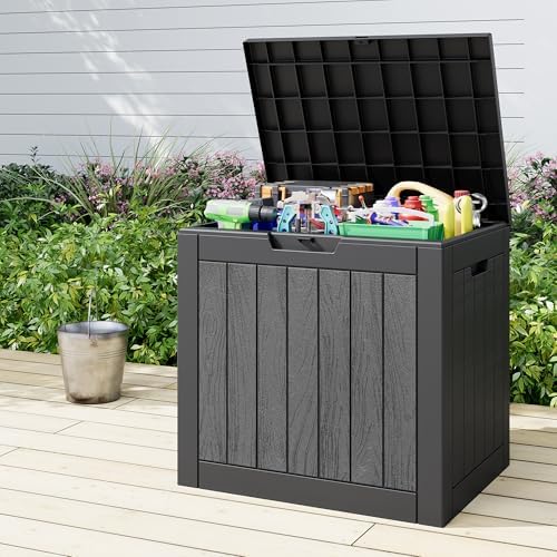 KAMABOKO Outdoor Storage Box, 35 Gallon Deck Box Outdoor Waterproof Small