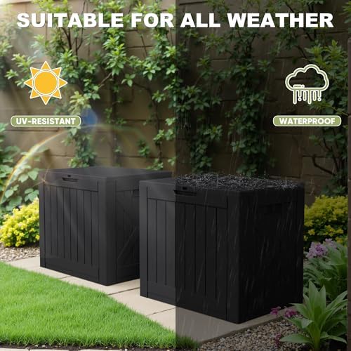 Greesum 40 Gallon Resin Deck Box, Outdoor Storage Container, Black