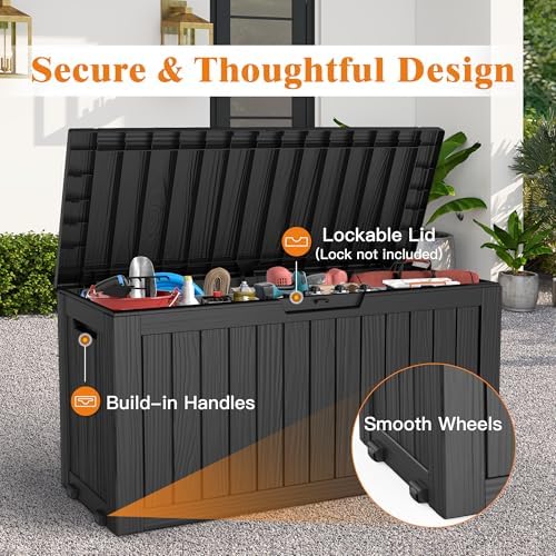 Outdoor Deck Storage Box, 75 Gallon Deck Box,Lockable Patio Storage Bench