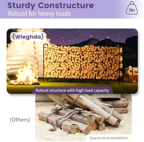 Heavy Duty Firewood Rack, Metal Log Holder for Fireplace, 8FT
