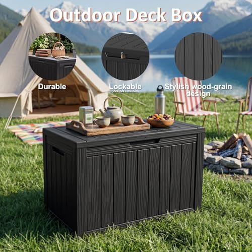 55 Gal Outdoor Storage Box Waterproof Lockable Deck Box