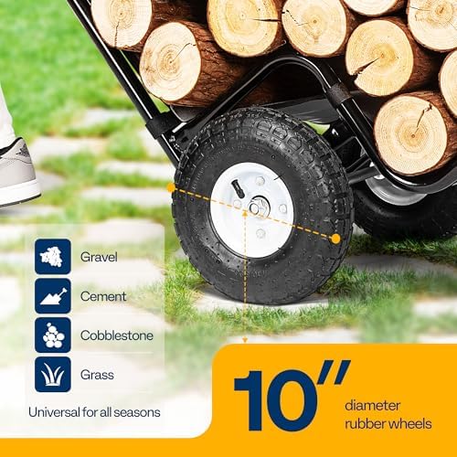 VIVOHOME Firewood Log Cart Carrier with Rubber Wheels Medium Without Cover
