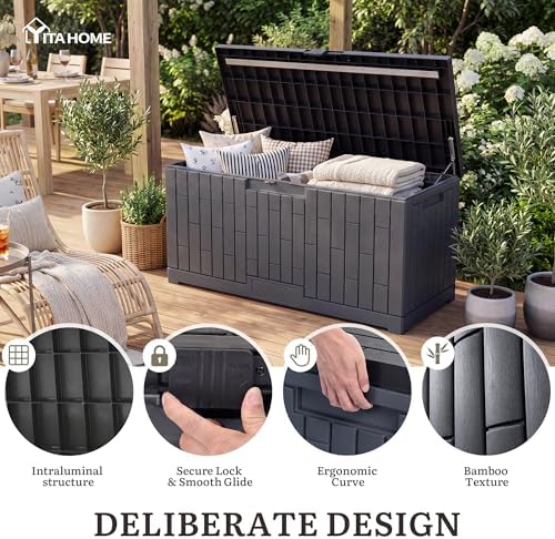 YITAHOME Large Deck Box 120 Gallon Resin Outdoor Storage Box
