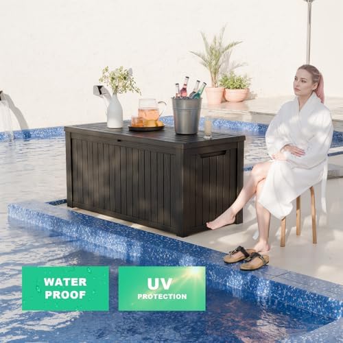 200Gal Outdoor Storage Box Waterproof Lockable Deck Box