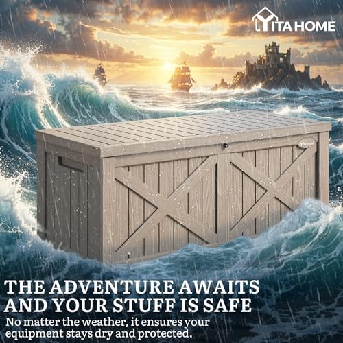 YITAHOME 150 Gallon Large Deck Box with X-Shaped Front