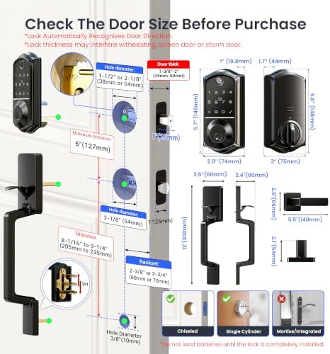 Veise VE017-D Fingerprint Smart Front Door Lock Set, Matte Black