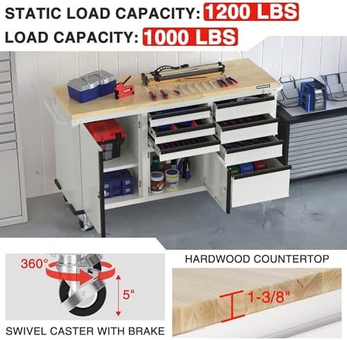 WORKPRO 62" x 20" Rolling Tool Chest, 7-Drawer & 2-Door