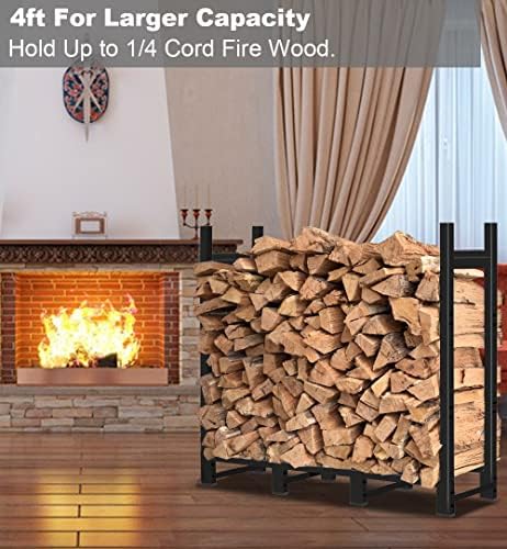 4ft Firewood Rack Outdoor Adjustable Heavy Duty Wood Rack Storage