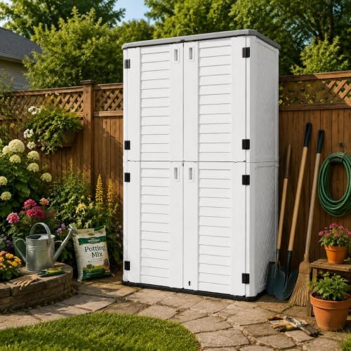 ADDOK 66 Cu.Ft Outdoor Storage Shed,Resin Storage Cabinet with Floor